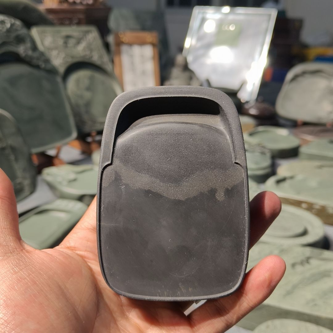 甘肃洮砚，黑色洮砚石小圆门字砚