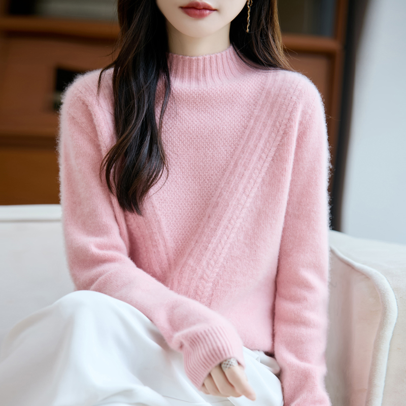 一线成衣女士半高领加厚套头毛衣针织打底衫百搭休闲秋冬新款上衣