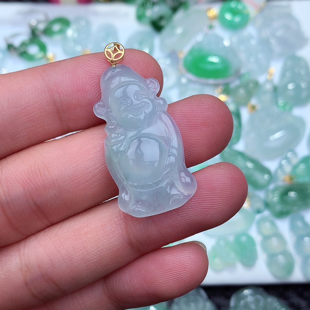 翡翠吊坠(不含链)18K金镶嵌