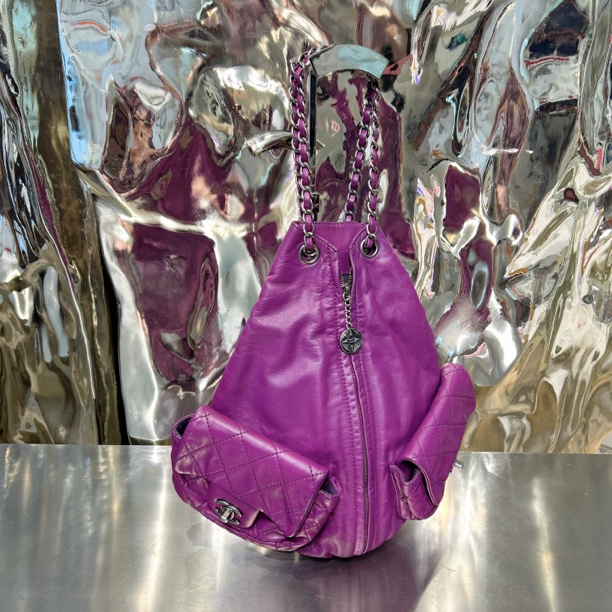 95新 Chanel/香奈儿 紫色 青蛙 双肩包 