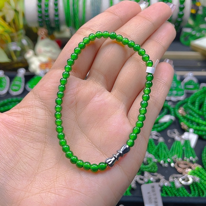 翡翠手链未镶嵌小*贝圆珠手链4