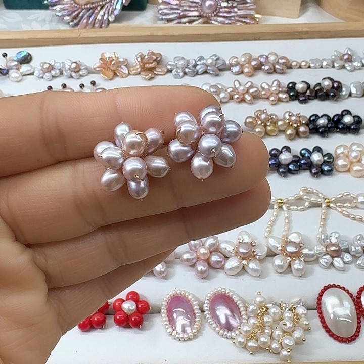 银S925镶嵌淡水珍珠耳饰?***韵