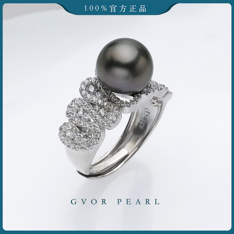 海水大溪地黑珍珠戒指9-10MM C1292