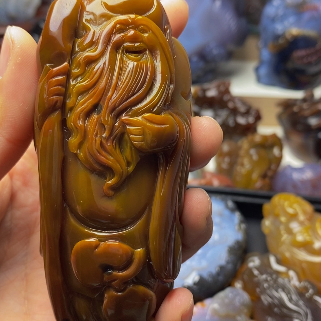 玛瑙/玉髓手把件未镶嵌做****^
