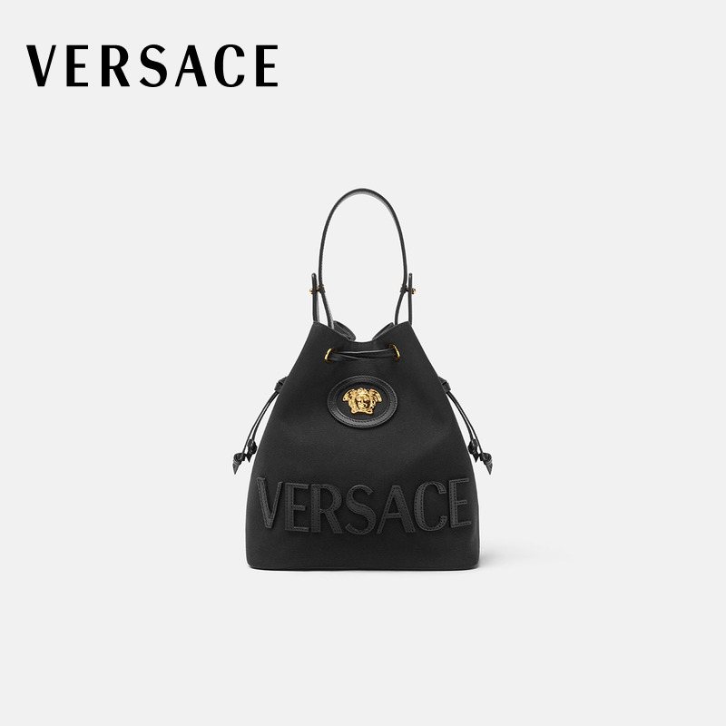 【新品】VERSACE/范思哲 女士La Medusa帆布水桶包
