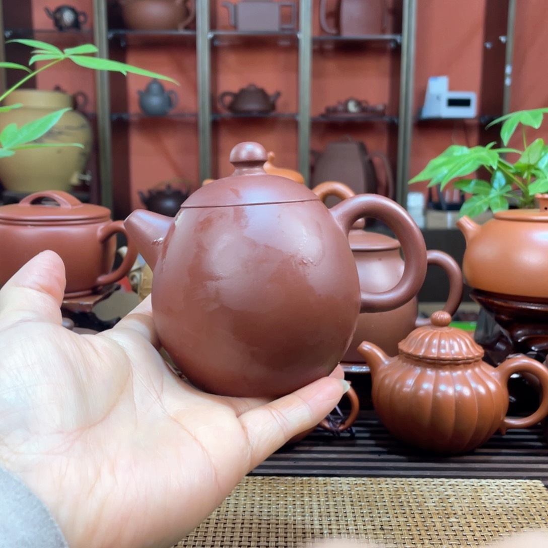 茶壶紫砂紫红泥半手工制作