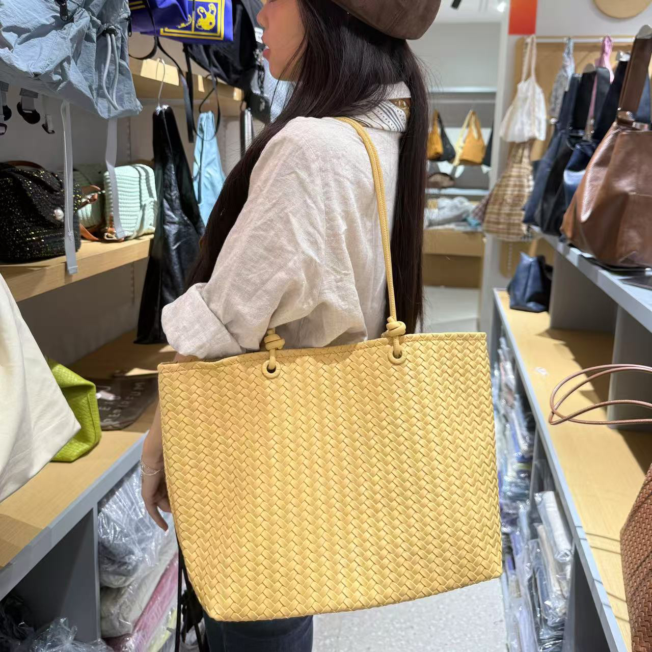 单肩包编织时尚双根单肩流苏女士欧美时尚托特包