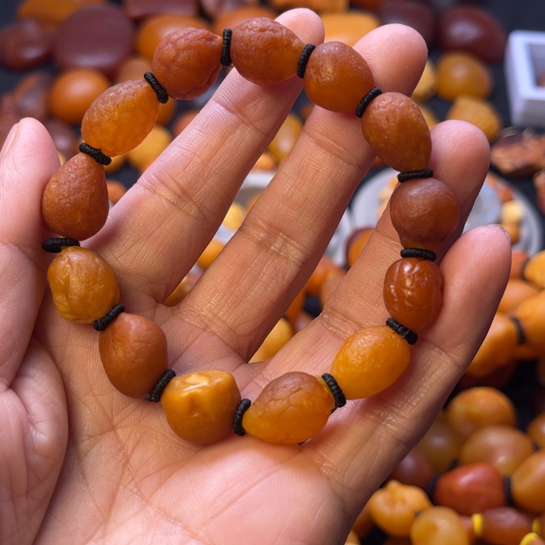 琥珀裸石未镶嵌天然蜜蜡手串