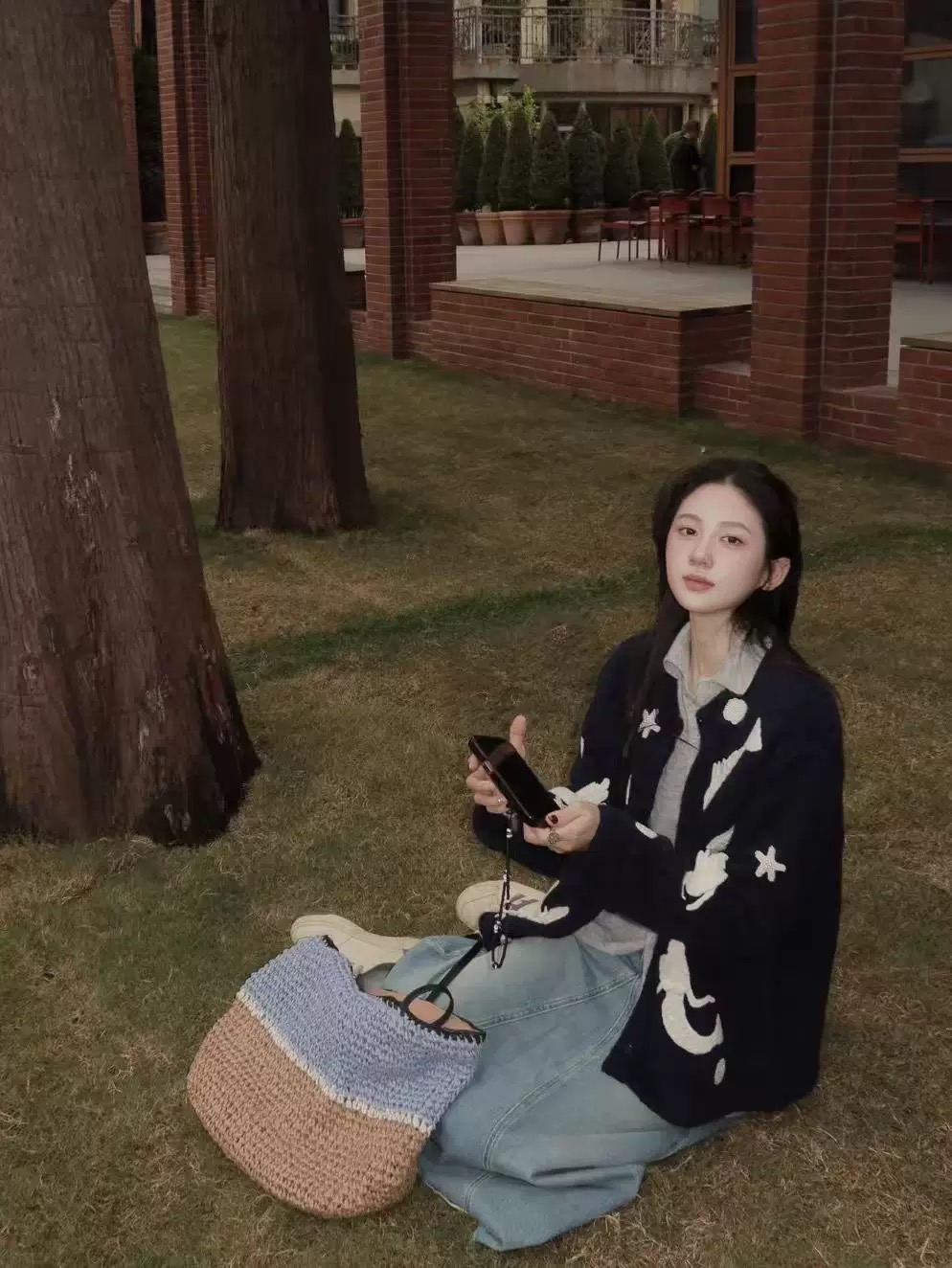 【美人鱼】韩系复古针织开衫女宽松慵懒风外套百搭上衣.Y50232