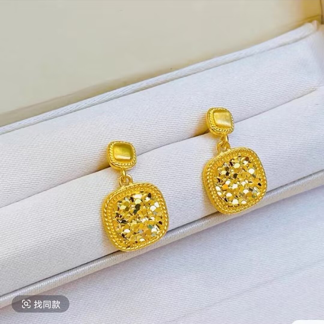 合金耳饰  碎冰冰小面包方形耳坠方糖几何甜美闪耀冰糖耳钉耳饰