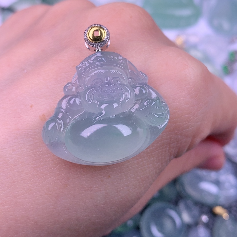 【闪购商品】翡翠18K金镶嵌颈饰?****天然缅甸翡翠