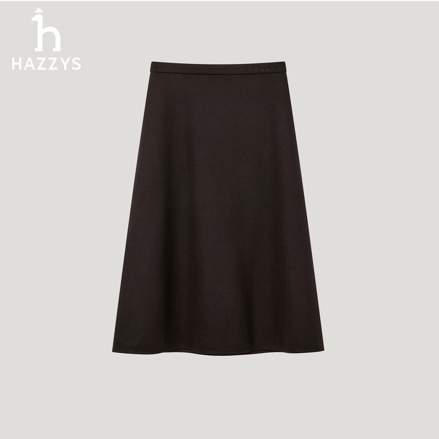 【商场同款】HAZZYS哈吉斯女士秋冬季羊毛裙子纯色简约休闲半身裙
