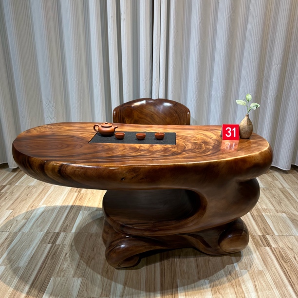 根雕茶桌胡桃木一体雕刻工艺家用茶桌120-65-63