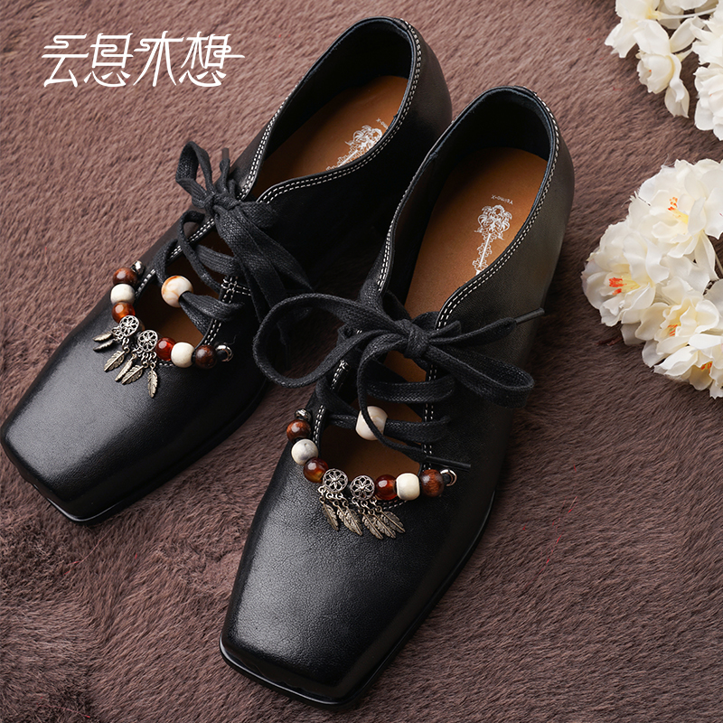 Ysimo-X云思木想 云苏漫舞 串珠金属装饰绑带真皮芭蕾舞鞋13801