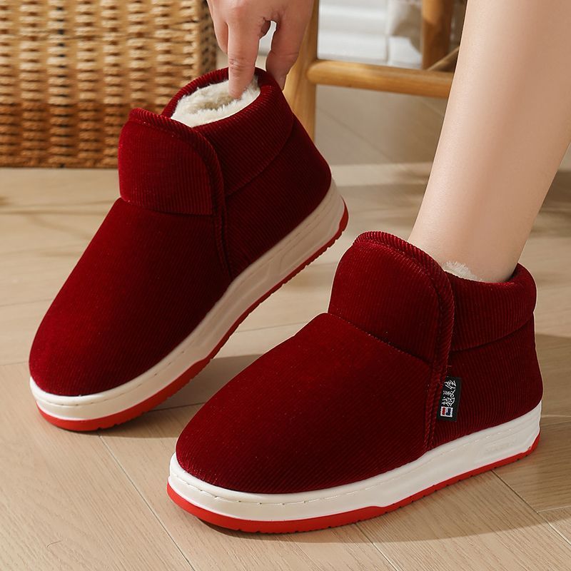 手工棉鞋女士冬季加绒保暖鞋中老年人家居防滑冬天厚底棉拖鞋包跟
