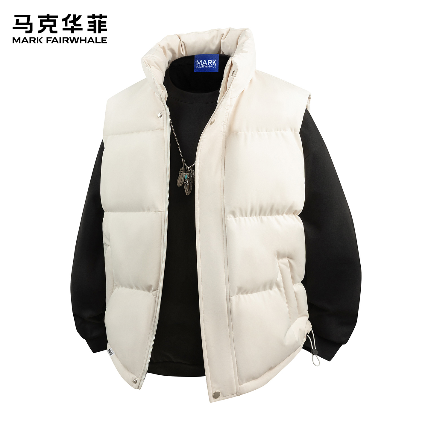 马克华菲保暖棉马甲男士秋冬季简约新款棉衣潮流宽松休闲棉服外套