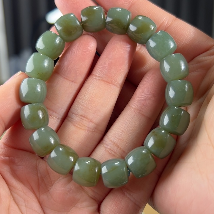 和田玉手串未镶嵌新疆且末蓝带糖卡12直切