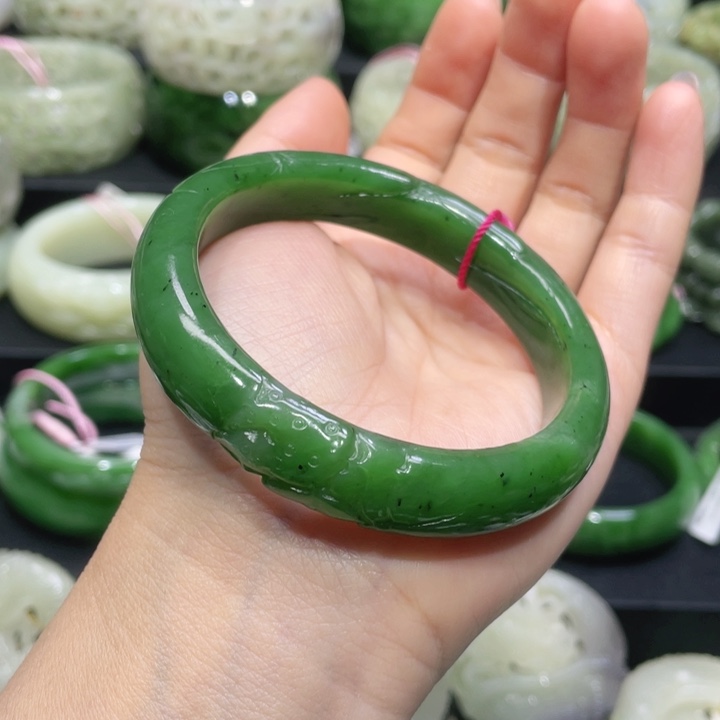 和田玉手镯58+圈口 编号73未镶嵌