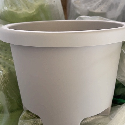 树脂矮胖高脚盆2号5个灰➕托