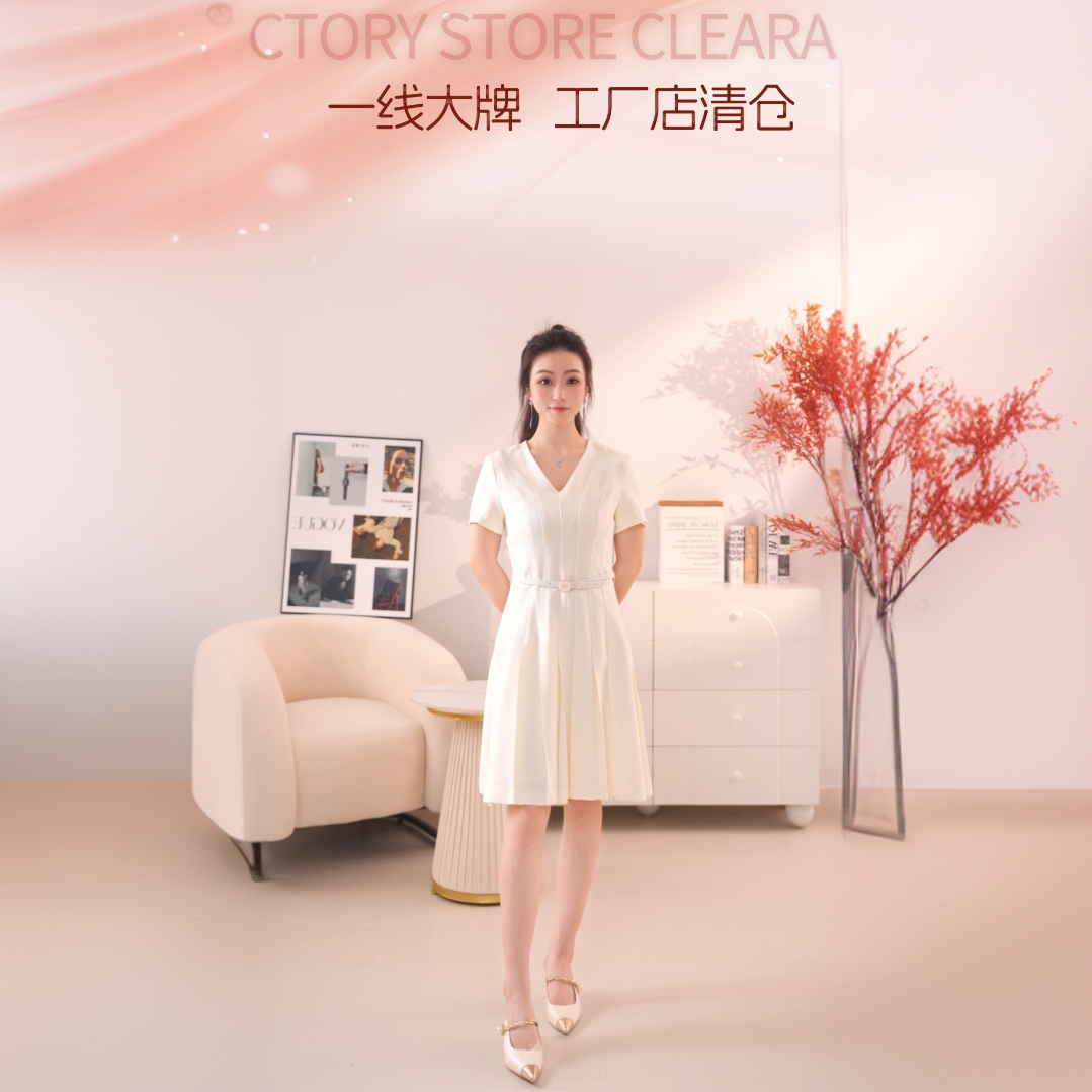 H166【朗】 白色连衣裙夏新款裙子明星同款