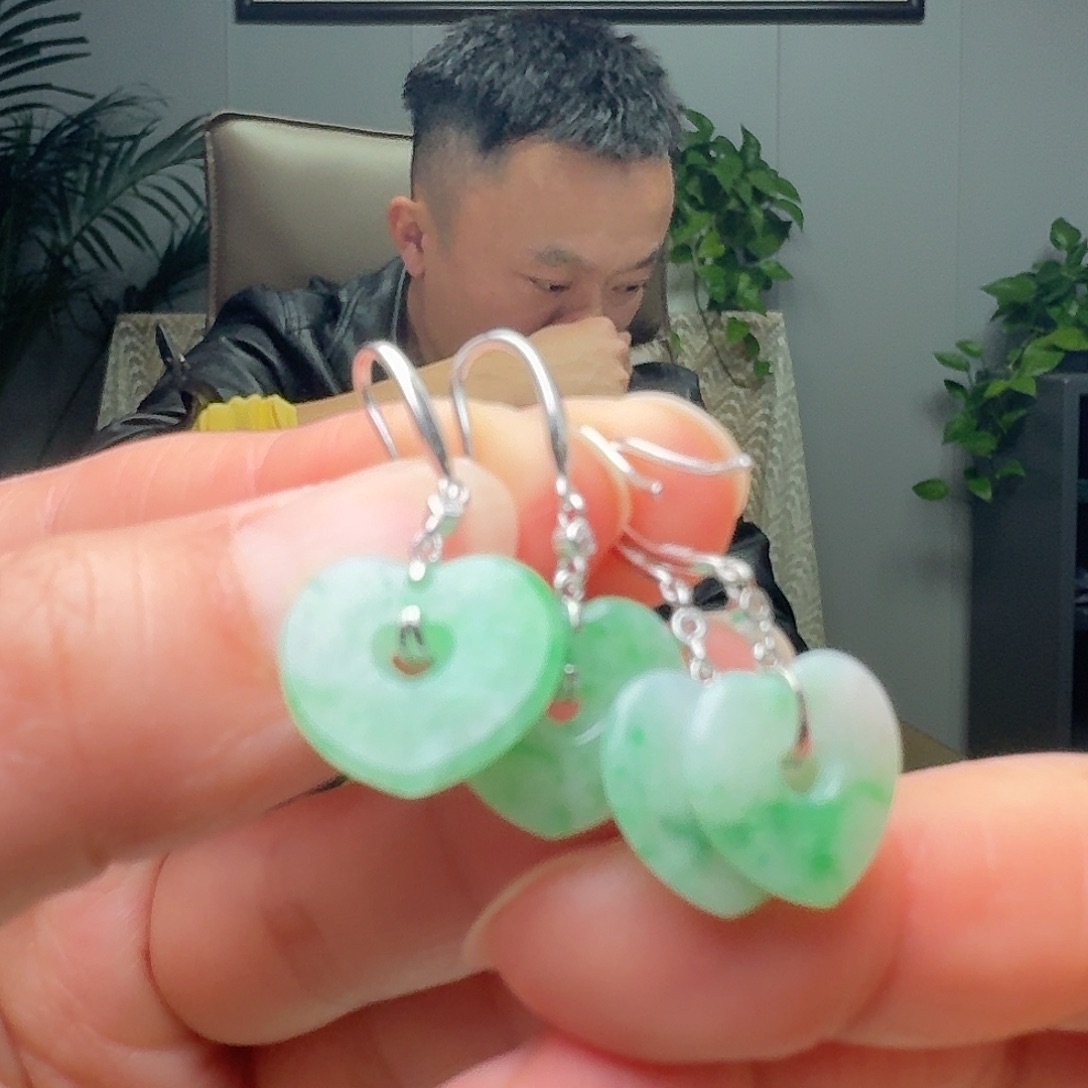 翡翠银S925镶嵌耳饰多样性发货其一