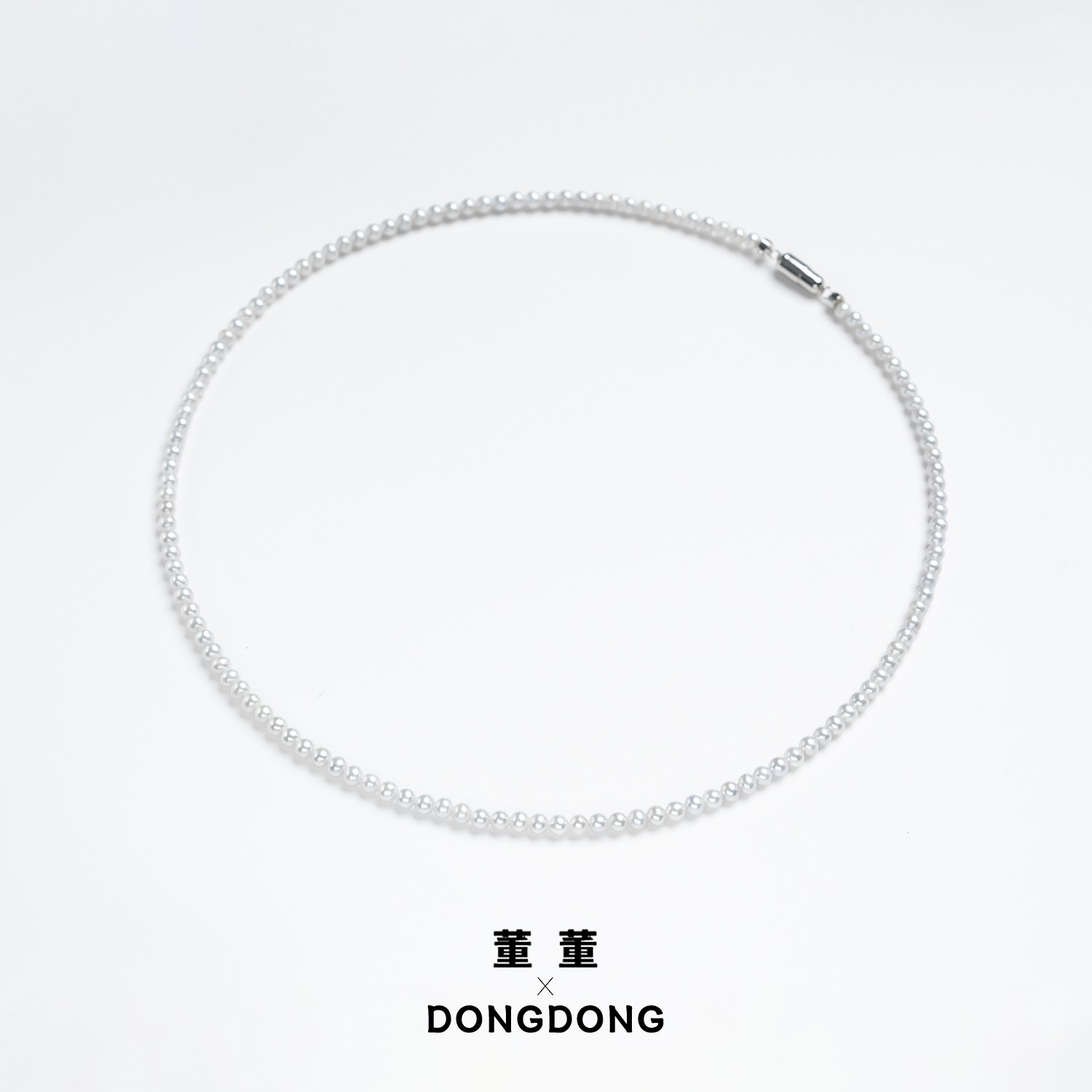 DDX673【阳阳】天然淡水正圆Baby珍珠项链/蓝风铃/银冷灰色/2-4mm