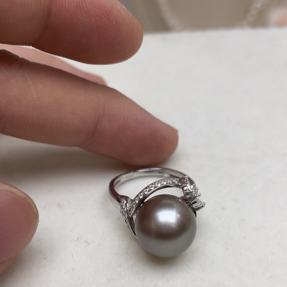 戒指海水珍珠银S925镶嵌
