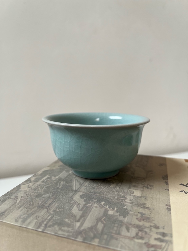 汝瓷仿古釉开片压手杯匠人手作可养品茗杯