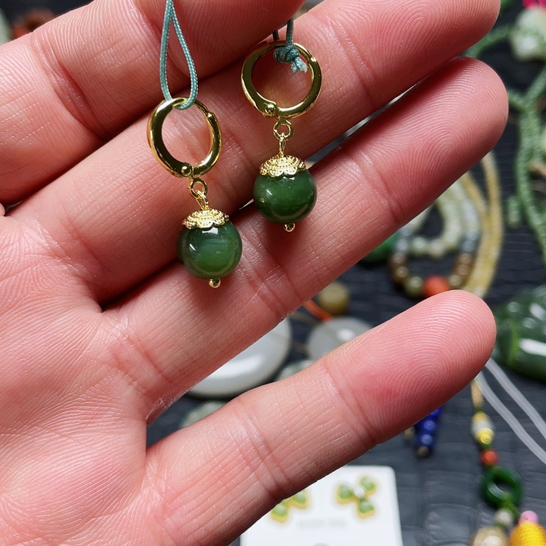 和田玉14K金镶嵌珠宝半成品