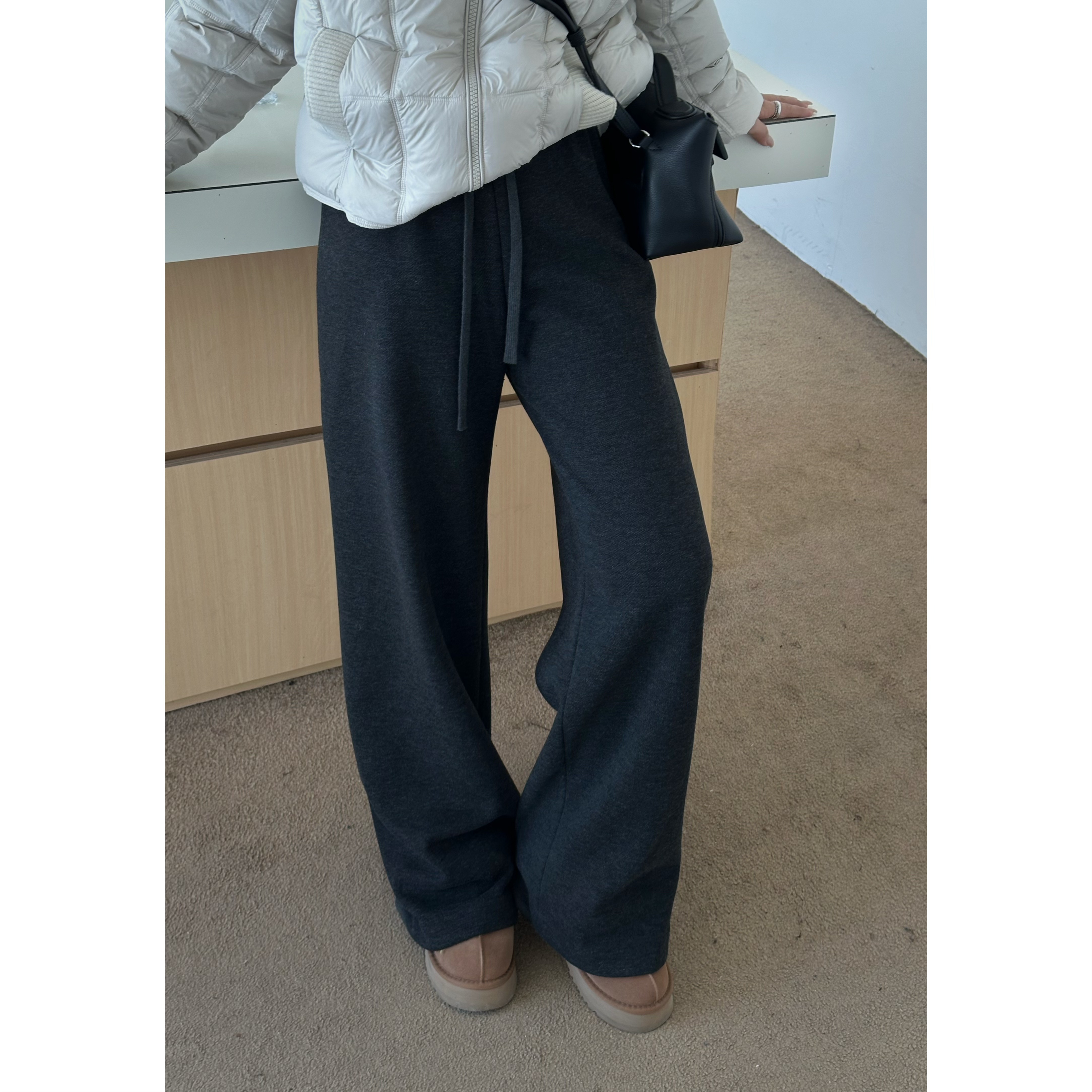 JIAO.AO百搭简约百搭抽绳设计宽松长裤Y276