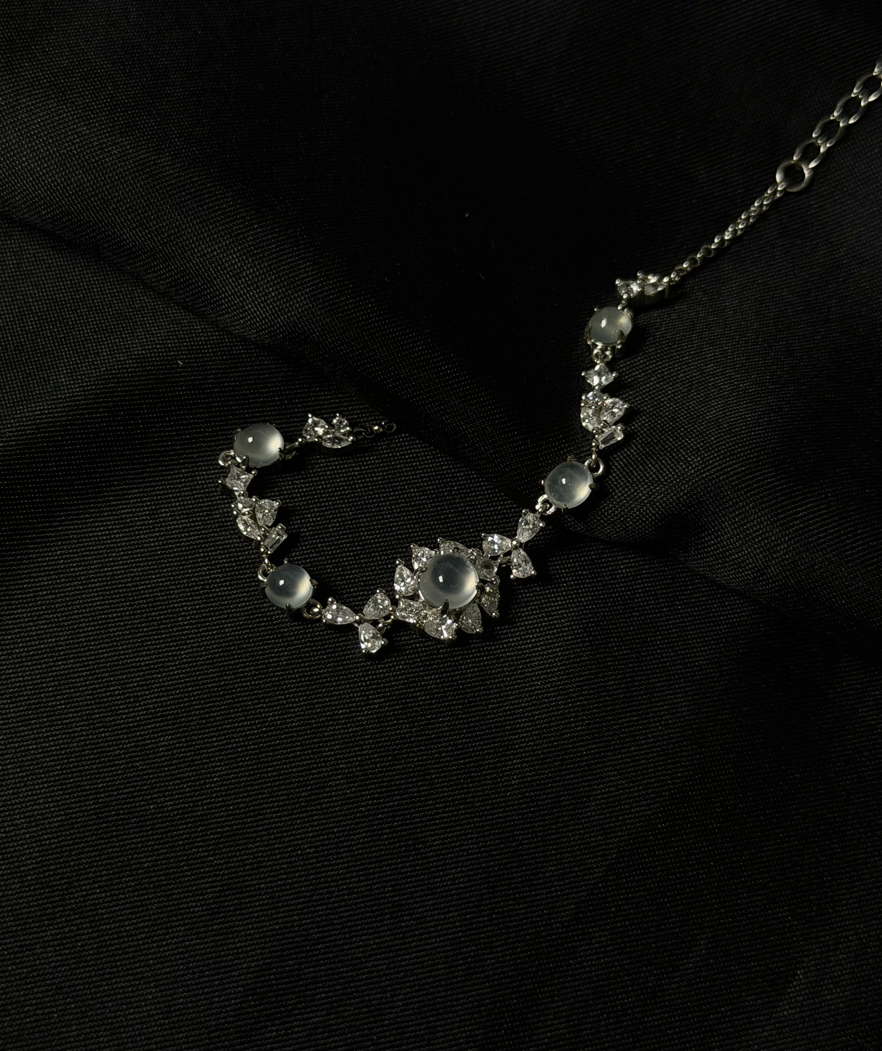 【缅甸A货翡翠】通体925银镶缅甸翡翠手链镶嵌轻奢镶嵌