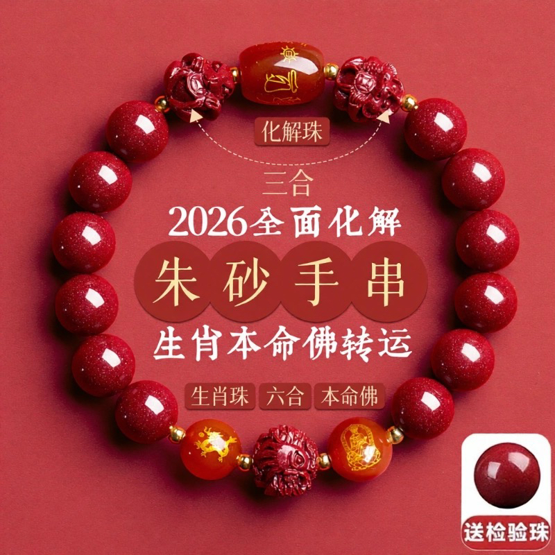 含辰砂工艺品2026爆款化解岁岁护身符三合六合男女同款手串