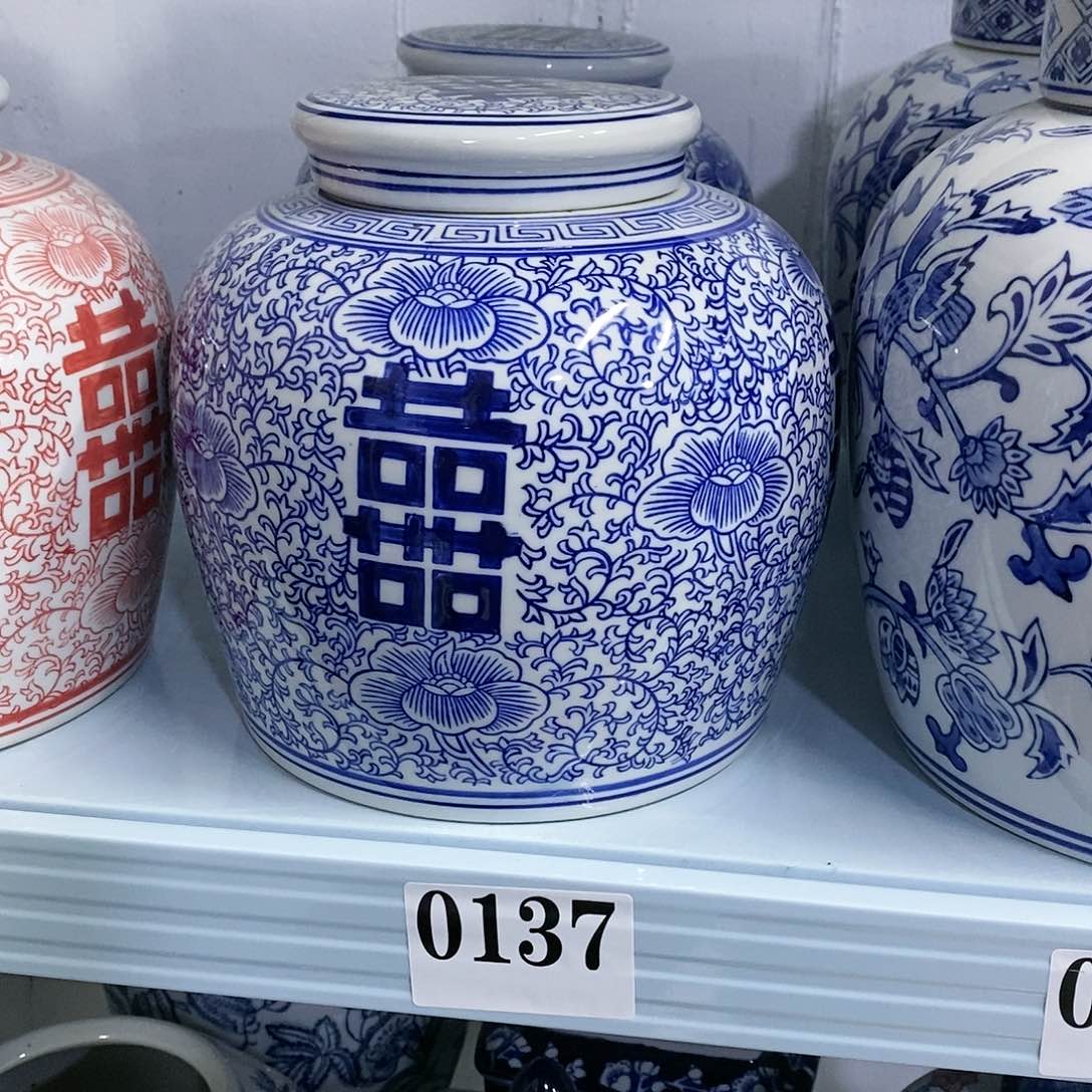 【闪购商品】摆件双喜储物罐瓷器…………………………