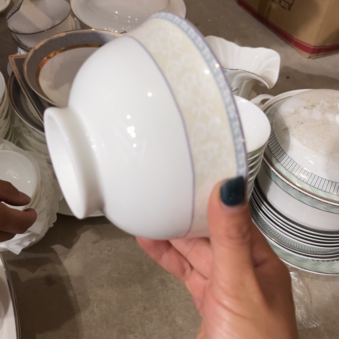 瓷片五寸高脚碗十个