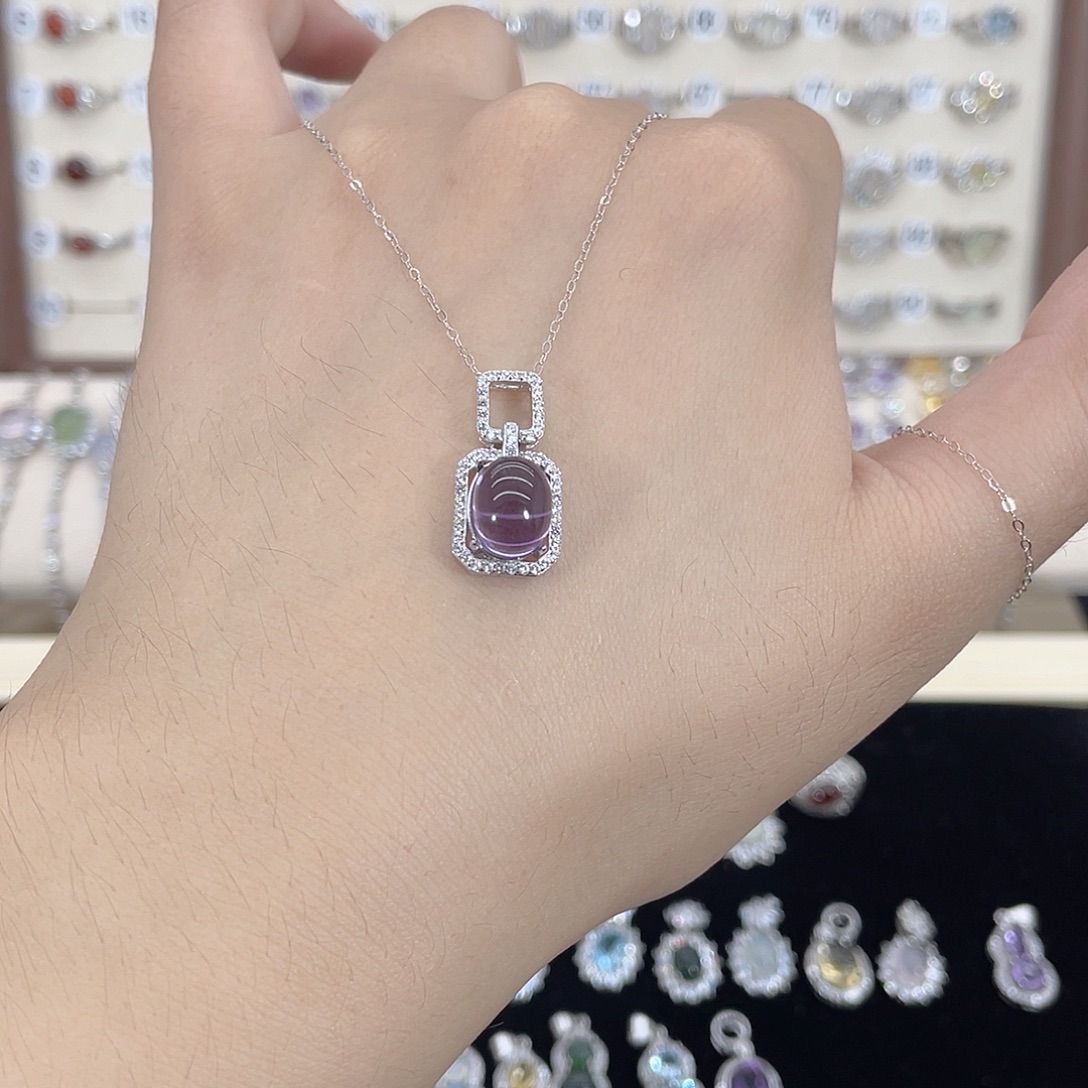 娃***颜颈饰银S925镶嵌紫晶