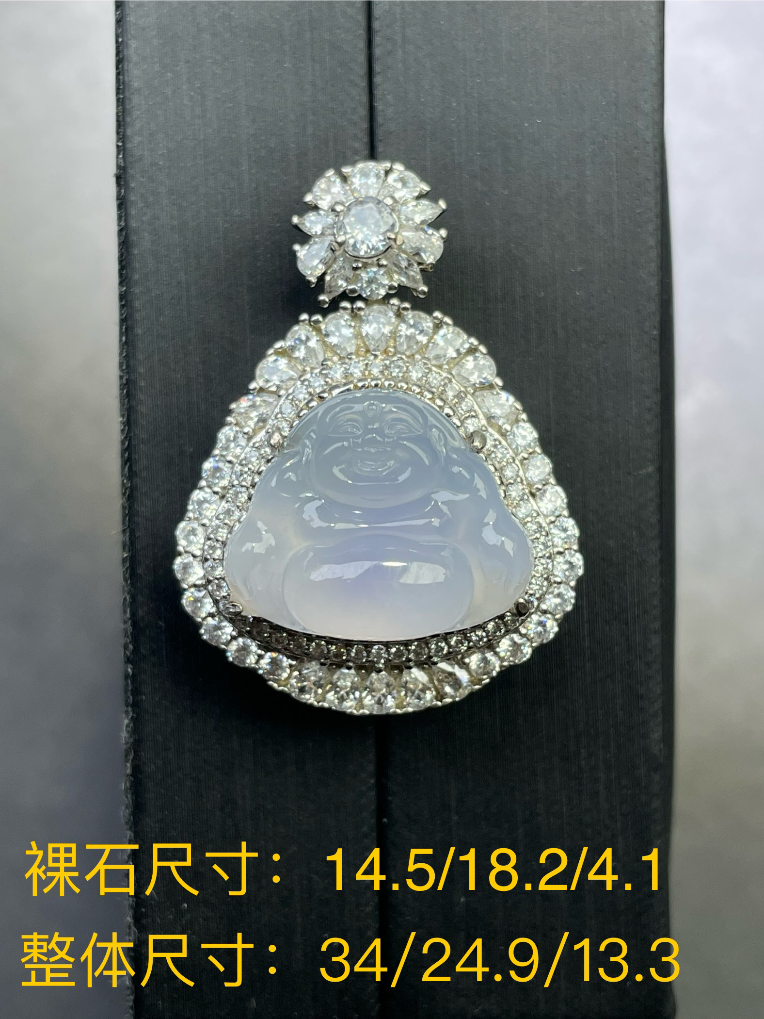 缅甸天然A货翡翠镶嵌银s925佛公吊坠