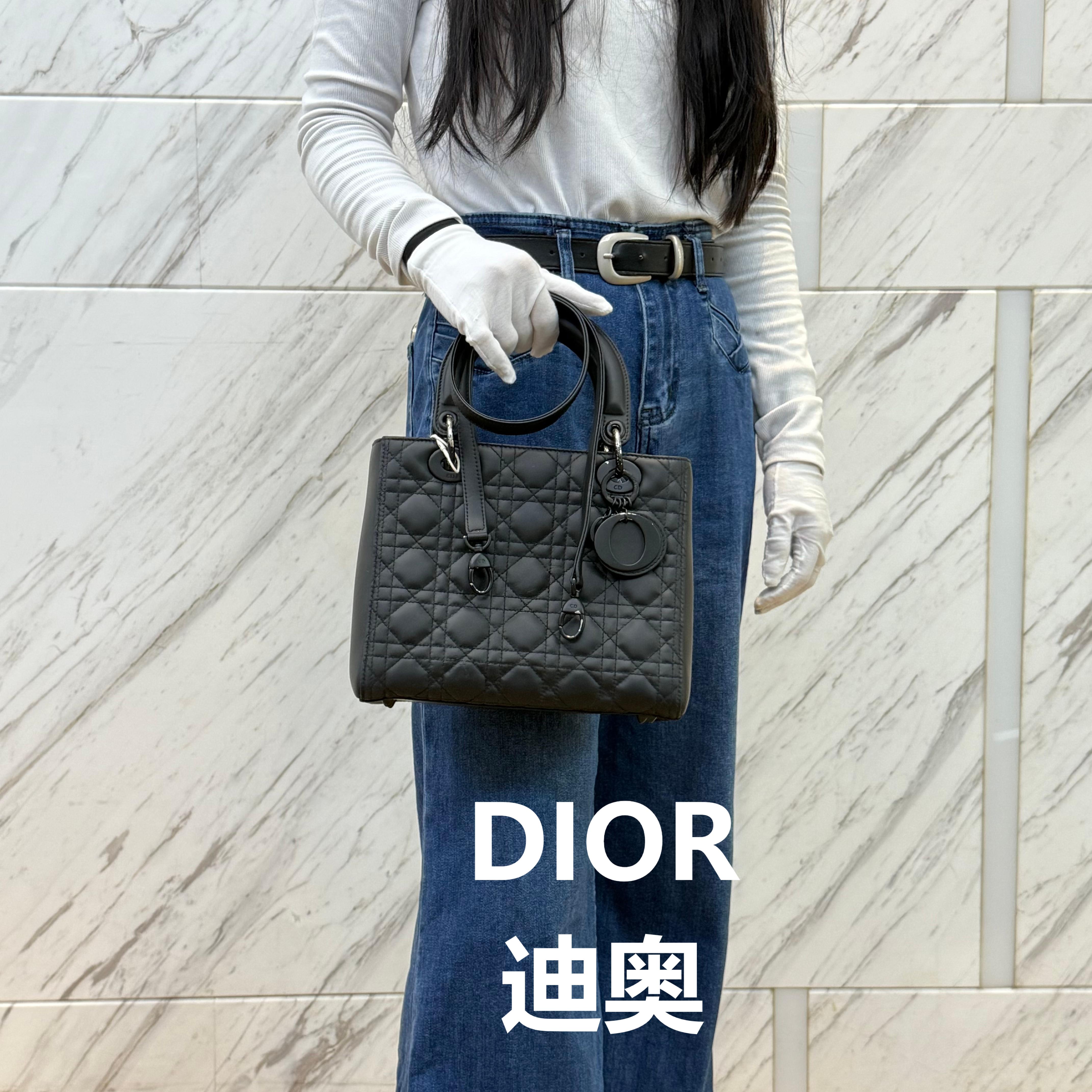 95新 DIOR/迪奥 磨砂黑色戴妃五格手提斜跨包/甜甜精选/H05830