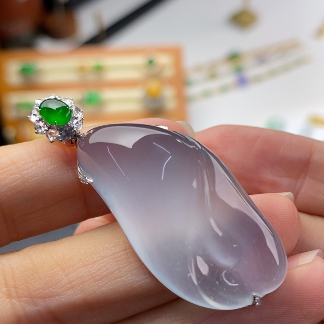 定制翡翠18K金镶嵌      冰紫 仙透 空灵 纯净