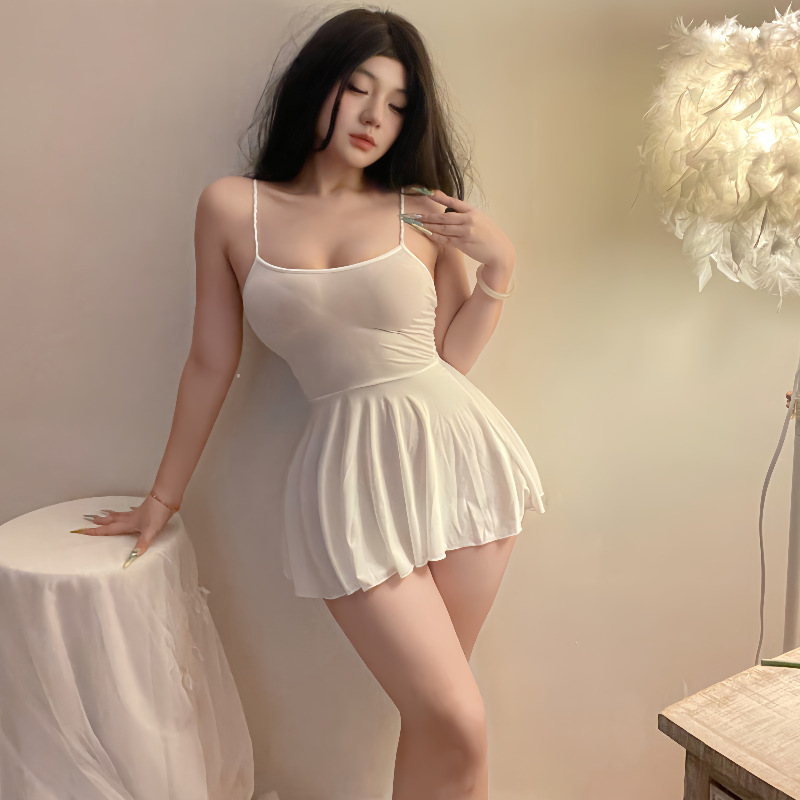 大码纯欲性感露背蕾丝冰丝吊带连体睡裙