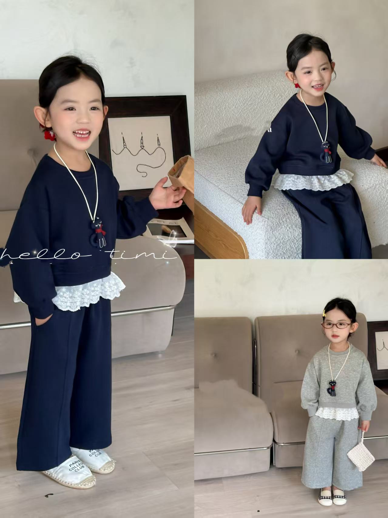 韩版时尚套装运动裤子上衣慵懒风ins风日奢风肯豆风女童男童洋气