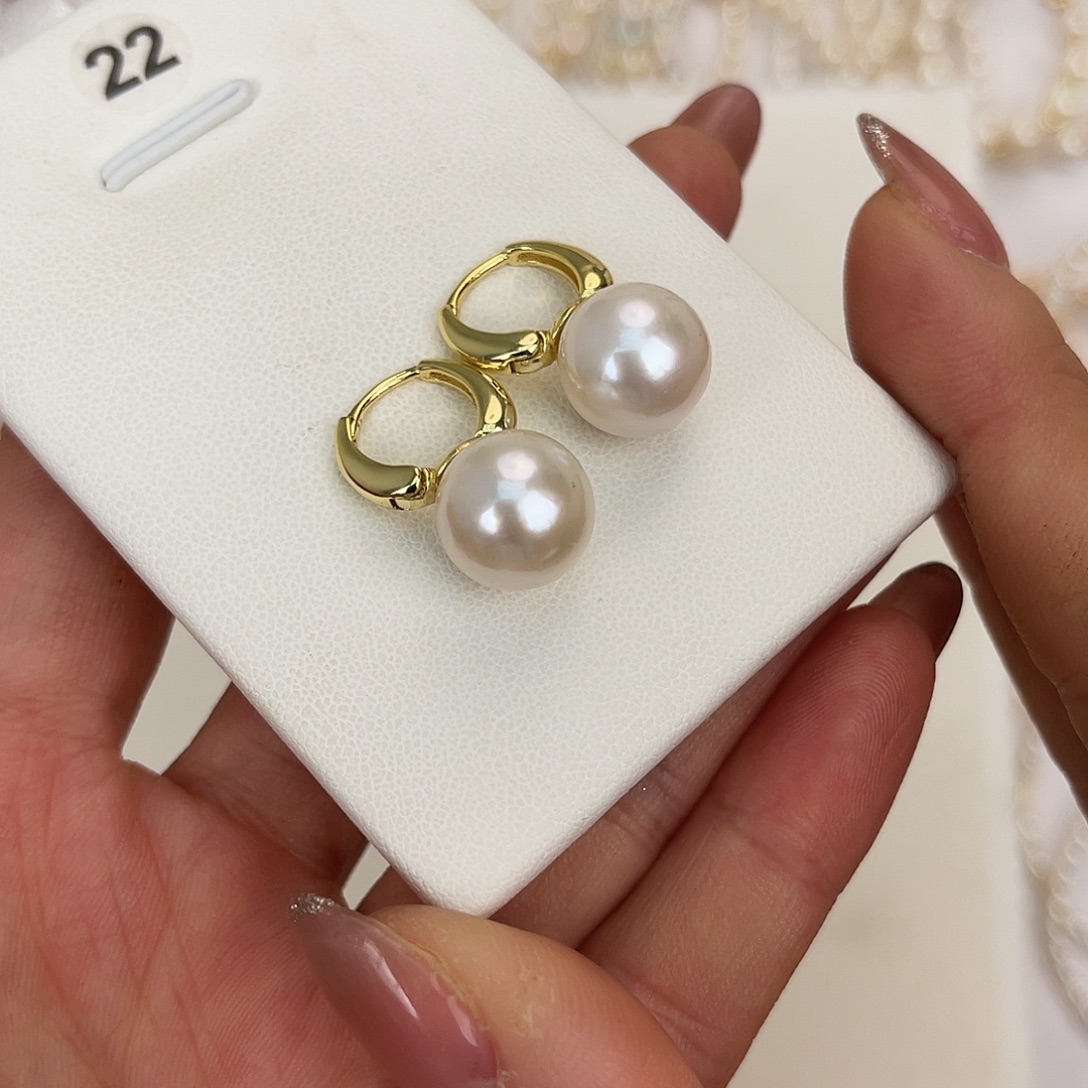 淡水珍珠耳饰银S925镶嵌