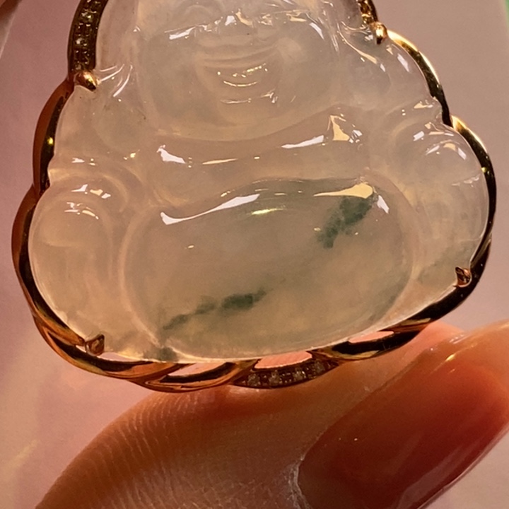 翡翠颈饰18K金镶嵌佛公