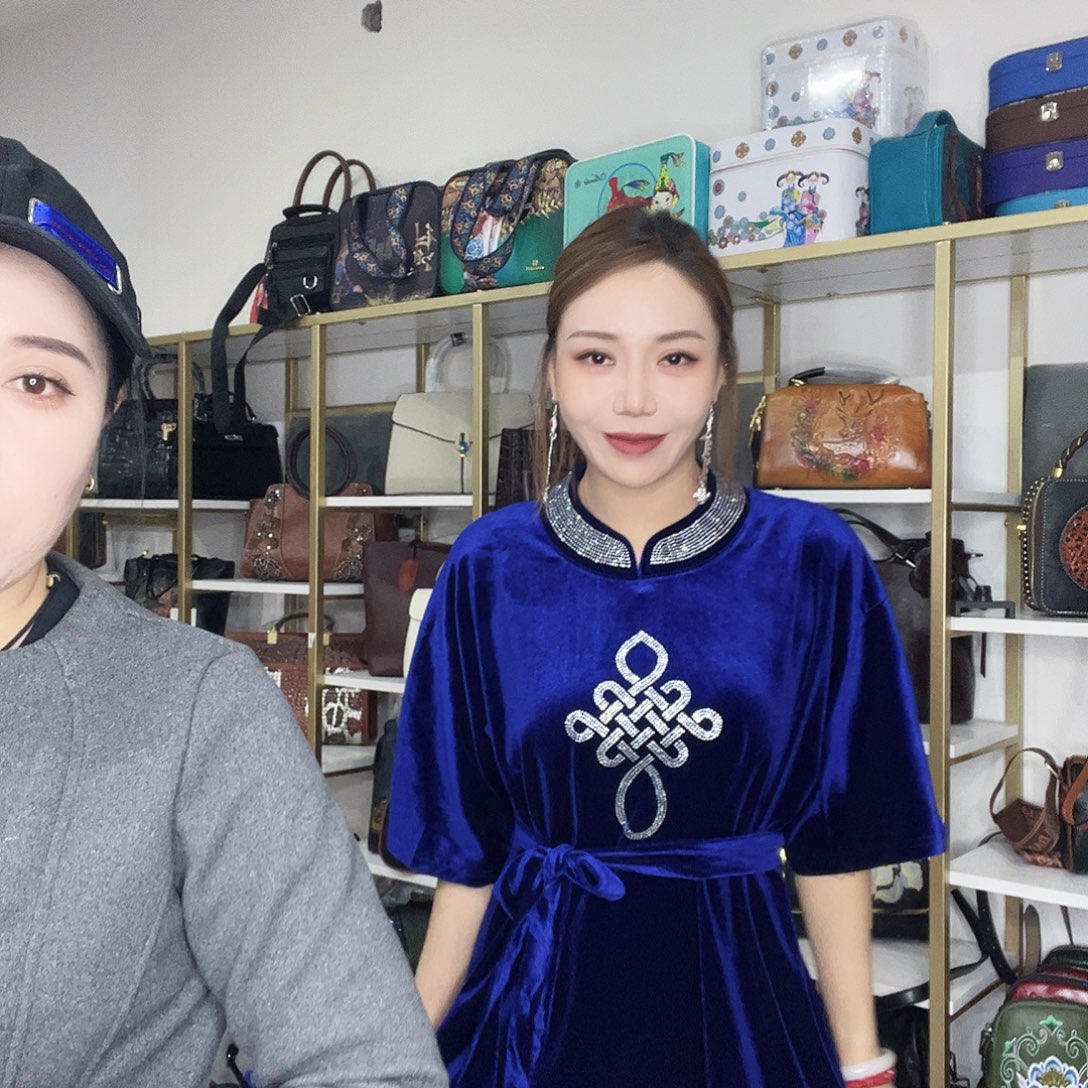 蒙古元素蓝色裙子小