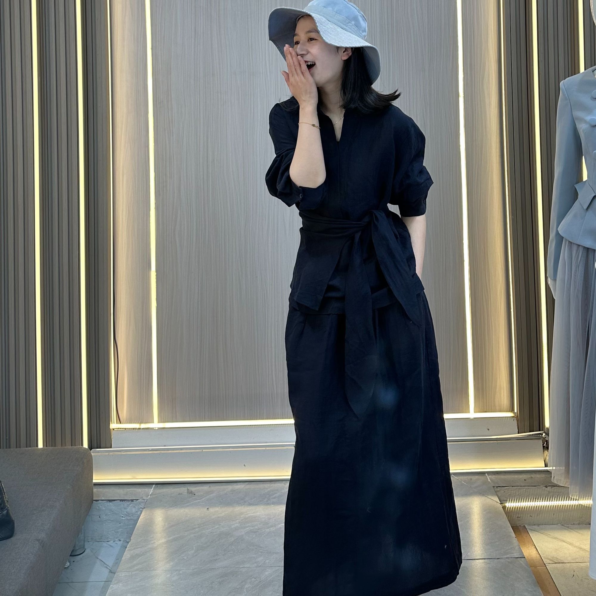 通勤法式极简风轻熟风时尚夏季套装百搭网红收腰女装套装显瘦系带