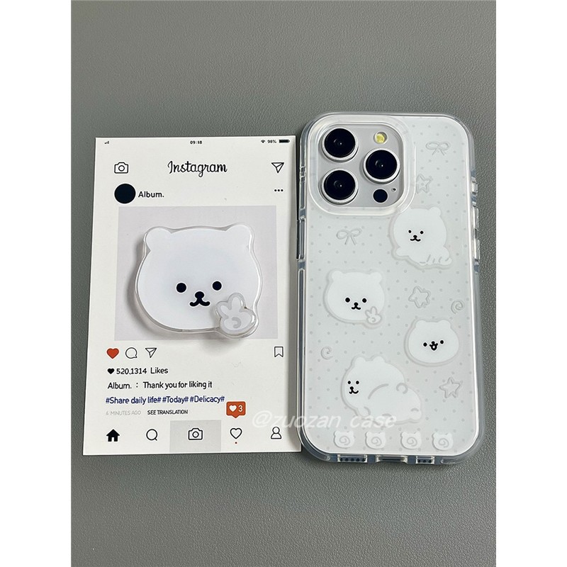 波点白熊适用苹果16/15promax手机壳11双层imd防摔iPhone13手机壳