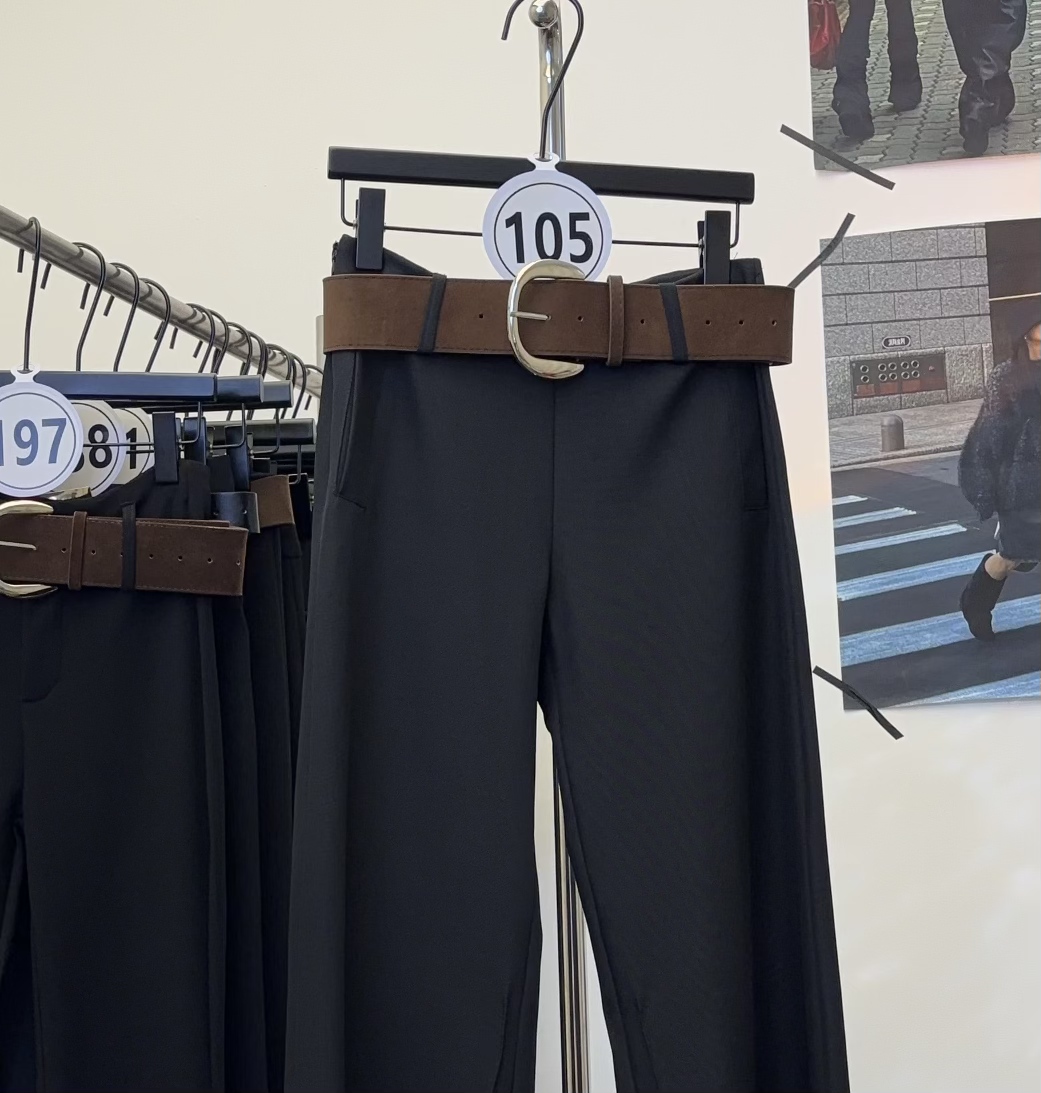 【105】黑色微喇西装裤女秋款2025新款宽松显瘦休闲垂感阔腿拖地裤