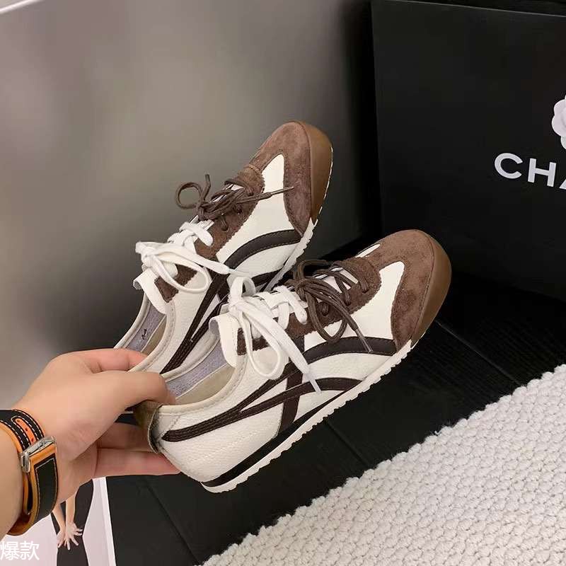 经典款~鬼家真皮复古阿甘德训鞋女韩版百搭软底透气休闲运动板鞋