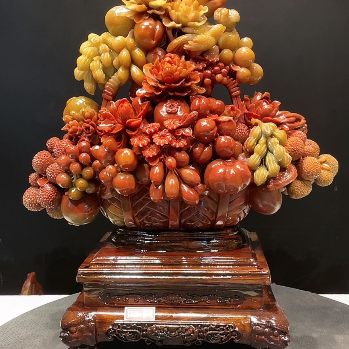 【闪购商品】寿山石荳**姥花篮工艺品摆件
