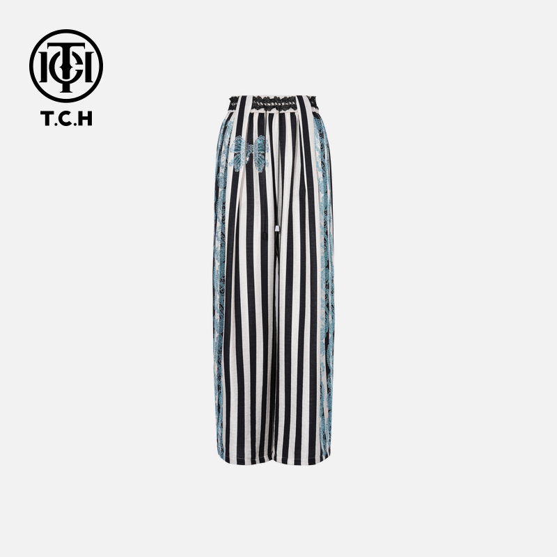 TCH私服烫钻工艺新时尚淑女百搭新潮流长裤女T75B20E5182轻奢tch