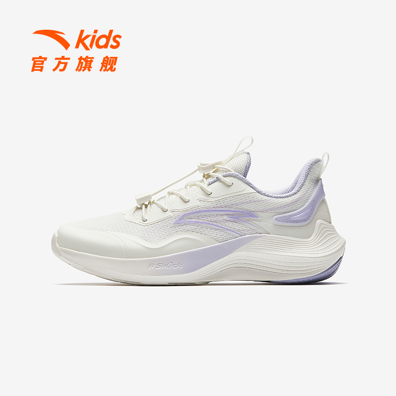 安踏儿童毒刺跑鞋男女童2025秋季网面防滑耐磨流光风抽绳运动鞋子